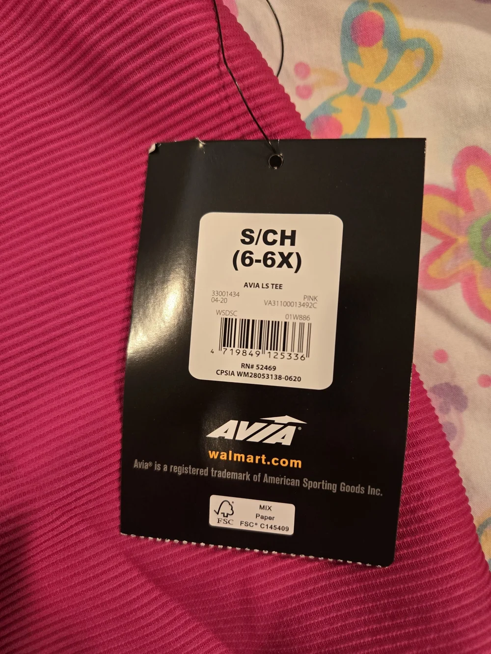 Avia Hot Pink Ribbed Long Sleeve Top